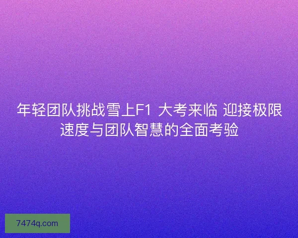 年轻团队挑战雪上F1 大考来临 迎接极限速度与团队智慧的全面考验