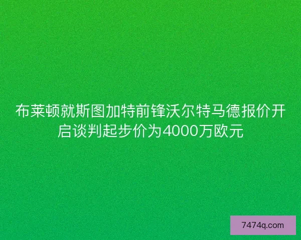 布莱顿就斯图加特前锋沃尔特马德报价开启谈判起步价为4000万欧元